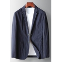 Casual Suit Blazer Plain Pocket Detail Lapel Collar Long Sleeve Button Fly Blazer for Men
