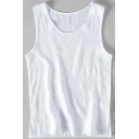 Freestyle Vest Solid Color Round Collar Regular Fit Sleeveless Tank Top for Guys