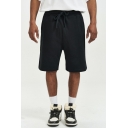 Fancy Shorts Plain Drawcord Waist Mid Rise Relaxed Pocket Shorts for Guys