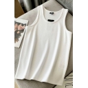 Street Style Guy's Vest Pure Color Regular Fit Sleeveless Scoop Collar Tank Top
