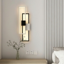 Gold Rectangle Shade Sconce Light Fixture Modern Style Metal 2 Lights Wall Sconce