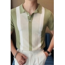 Classic Men's Polo Shirt Contrast Color Button Detail Short Sleeve Spread Collar Polo Shirt
