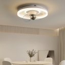 2 Light Contemporary Ceiling Fans Round Acrylic White Ceiling Fans for Bedroom