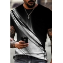 Unique T-Shirt 3D Print Round Neck Short-Sleeved T-Shirt for Men