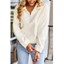 Modern Women Sweatshirt Solid Color Spread Collar Long-Sleeved Sweatshirt
