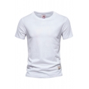 Trendy Plain T-Shirt Short Sleeve Round Neck Regular Fit T-Shirt for Men