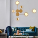 Modern Style Circular Sconce Light Fixture Metal 6-Lights Wall Sconces in Gold