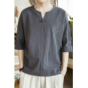 Stylish T-Shirts Embroidered Print Notch Collar Half Sleeves T-Shirts for Men