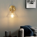 Contemporary White Glass Wall Sconce 1-Bulb Warm Light Wall Mount Light for Living Room