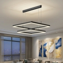 Modern Pendant Chandeliers Square Shape with Acrylic Shade Chandelier Lighting Fixtures in Black