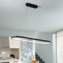 Dining Table LED Pendant Light Simple Black Island Lamp with Cylindrical Metal Frame
