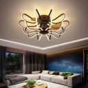 Designer Geometrical Flush Mount Ceiling Light Fixtures Acrylic Ceiling Mounted Fan Light