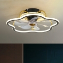 Ultra Thin Flush Mount Ceiling Fan Children's Bedroom LED Fan Lighting