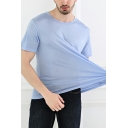 Basic Tee Top Solid Color Regular Crew Collar Short-sleeved Tee Shirt for Men