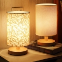 1-Light Table Lamp Contemporary Style Cylinder Shape Wood Nights Stand Lamp