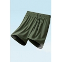 Men Sporty Shorts Pure Color Pocket Detailed Mid Rise Drawstring Waist Side Split Shorts