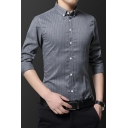Modern Guys Stripe Print Shirt Button-Down Collar Button Closure Regular Fit Shirt