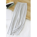 Dashing Drawcord Pants Plaid Print Pocket Detail Relaxed Fit Pants for Men