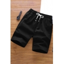 Chic Boy's Shorts Pure Color Drawstring Waist Pocket Designed Regular Mid Rise Shorts