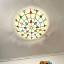 Dome Flush Mount Light Fixture Tiffany Style Glass 2-Lights Flush Light Fixtures in White