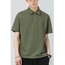 Basic Pure Color T-Shirt Short Sleeve Turn-down Collar T-Shirt for Men