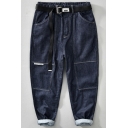 Urban Mens Blue Jeans Medium Wash Mid Rise Zipper Placket Jeans with Pocket