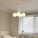 Contemporary Chandelier Lamp White Glass Globe Chandelier Light for Living Room