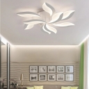Metal Waves Flush Ceiling Light Industrial Style 12 Lights Flush Light Fixtures in White