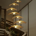 Modern Asian Hanging Pendant Lights Hand-Woven Down Lighting for Dinning Room