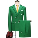 Popular Suit Co-ords Plain Lapel Collar Flap Pocket Double Breasted Suit Co-ords for Men