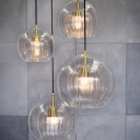 1 Light Industrial Pendant Lighting Clear Glass Hanging Lamp