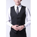 Men Formal Suit Vest Pure Color Front Pocket Button Fly V-Neck Slimming Suit Vest