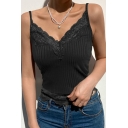 Summer Style Women's Crop Camis Lace Patchwork Spaghetti Strap Tank