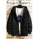 Modern Guys Jacket Solid Color Long Sleeve Drawstring Hooded Relaxed Zip Closure Jacket
