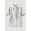 Urban Shirt Pure Color Pocket Detailed Button Closure Short Sleeves Regular Shirt for Men