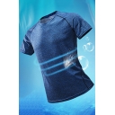 Simple Men's Tee Shirt Space Dye Print Round Neck Skinny Short-sleeved Quick Dry Tee Top