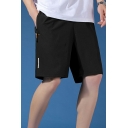 Elegant Shorts Solid Color Pocket Drawstring Waist Fitted Shorts for Boys