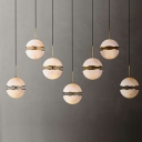 1 Light Glass Modern Hanging Light Fixtures Minimalism Down Lighting for Dinning Room
