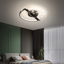 Modern Semi Flush Mount Light Fixture Feather LED Flush Mount Ceiling Lights for Bedroom