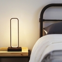 Modern Style Rectangle Nightstand Lamp Metal 1-Light Table Light in Black