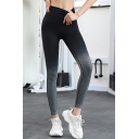 Designer Women's Workout Leggings Ombre Pattern Pocket High Waist Slim Leggings