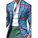 Fashionable Blazer 3D Patterned Lapel Collar Single Breasted Flap Pocket Blazer for Men