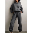Formal Co-ords Pure Color Pocket Hoodie Elastic Waist Ankle Tied Joggers Co-ords for Women