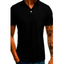 Popular Polo Shirt Solid Color Spread Collar Short Sleeve Skinny Polo Shirt for Men