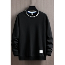 Elegant Guy's Sweatshirt Contrast Color Fake 2 Pieces Round Collar Relaxed Sweatshirt