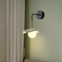 1-Bulb Sconce Light Fixture with White Glass Shade Wall Mounted Lighting