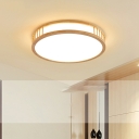 Modern Minimalist Ceiling Light Japanese Style Wooden Flushmount Light for Bedroom