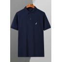 Stylish Men Polo Shirt Regular Short Sleeves Spread Collar Pure Color Button Polo Shirt