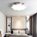 Metal and Wood Flush Ceiling Light with Acrylic Shade LED Flush Mount Lamp in White