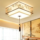 Beige Ringed Flush Ceiling Lights Traditional Style Fabric 3 Lights  Flush Mount